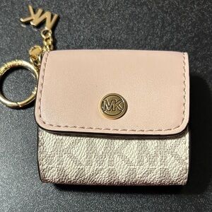 Michael Kors Blush and Beige Air Pod Case Key Holder